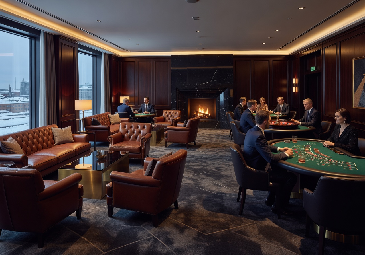 Sophisticated casino lounge inside a luxury Helsinki hotel