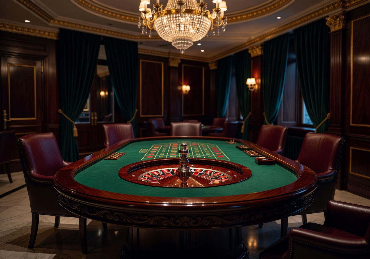Elegant roulette table at the in-house casino lounge